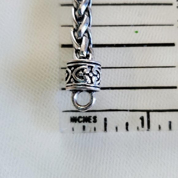 7.5" Antiqued Silver Tone Wheat Chain Bracelet with Heart Shaped Lobster… - Picture 11 of 12